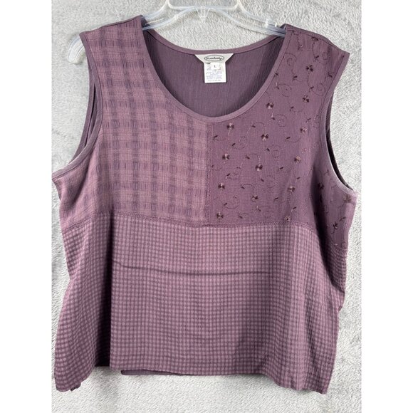 Stonebridge Purple Patchwork Textured Sleeveless Top Womens L - Picture 1 of 8